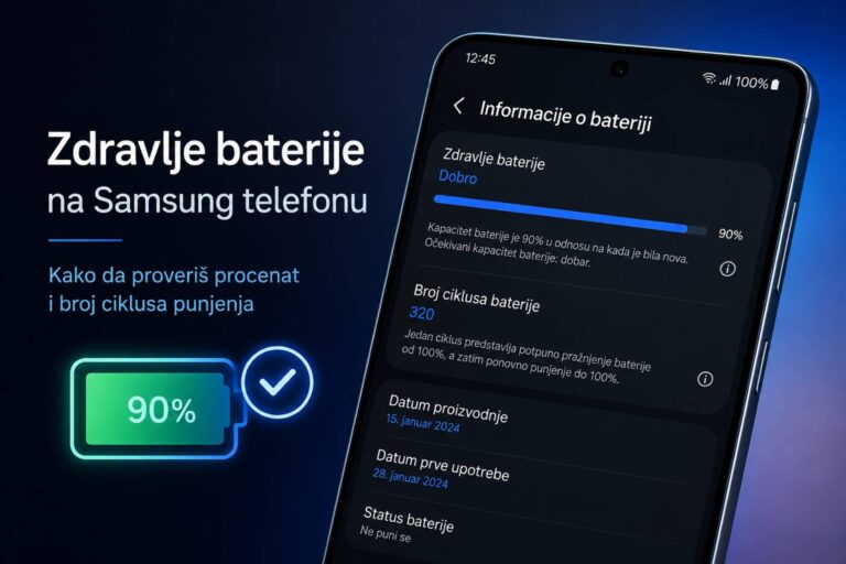 Zdravlje baterije na Samsung telefonu — kako da proveriš procenat i broj ciklusa punjenja